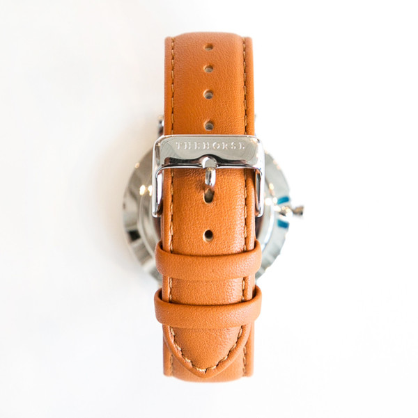 The Horse B3 Classic Polished Steel Tan Band The Horse B3 Classic Polished Steel Tan Band