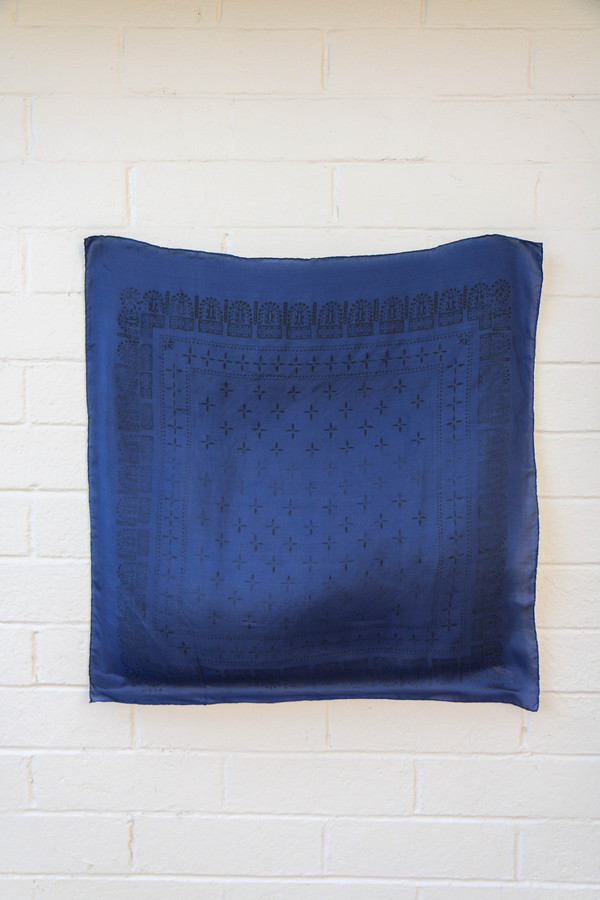 1930s Washed Silk Bandana in Navy 1930s Washed Silk Bandana in Navy