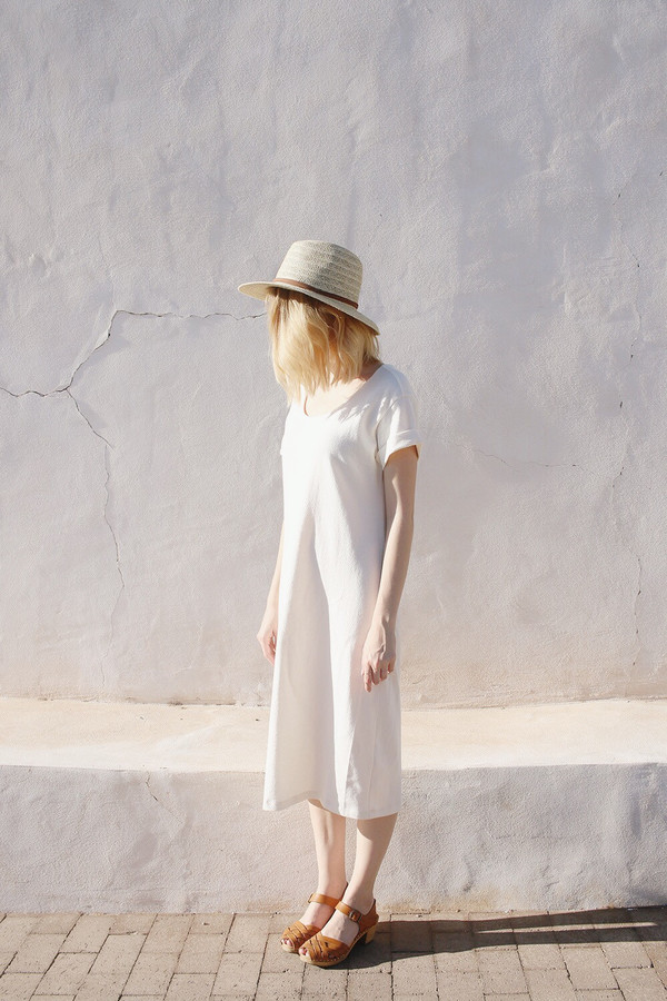 Roll Sleeve T-Shirt Dress in Cream Roll Sleeve T-Shirt Dress in Cream