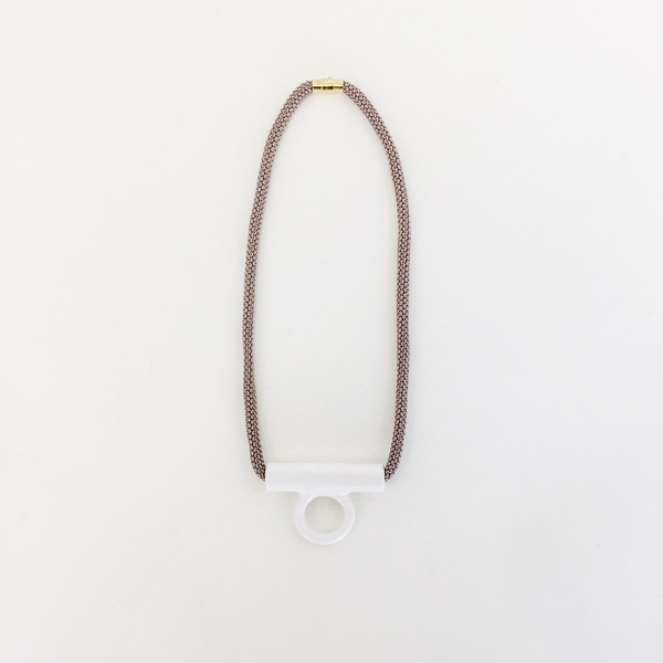 Aubrey Hornor White Hollow Tab Necklace Aubrey Hornor White Hollow Tab Necklace