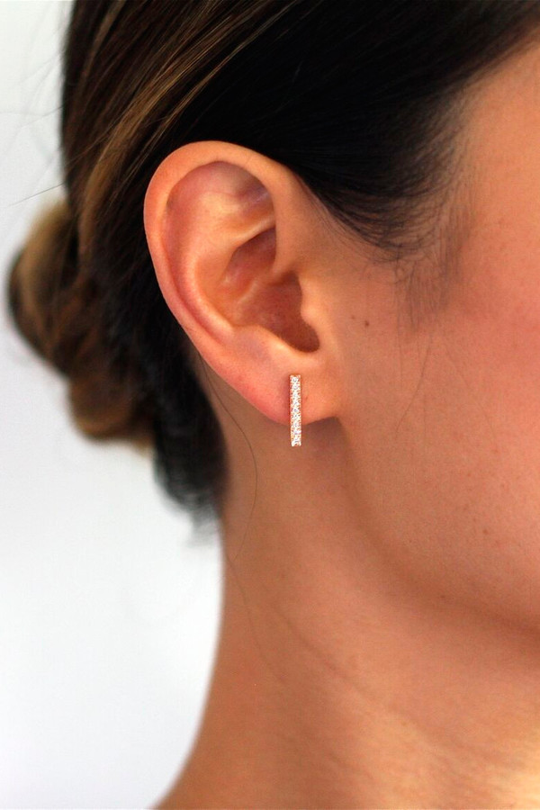 Sachi Jewelry Long Bar Studs - 14K Yellow Gold Sachi Jewelry Long Bar Studs - 14K Yellow Gold