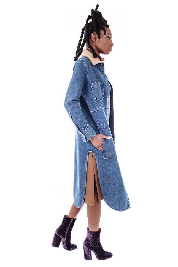 Nanushka Solo Long Denim Shirt Jacket Nanushka Solo Long Denim Shirt Jacket
