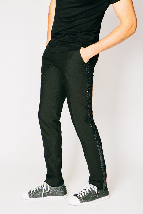 Men's Any Old Iron Sequined Stripe Trousers Men's Any Old Iron Sequined Stripe Trousers