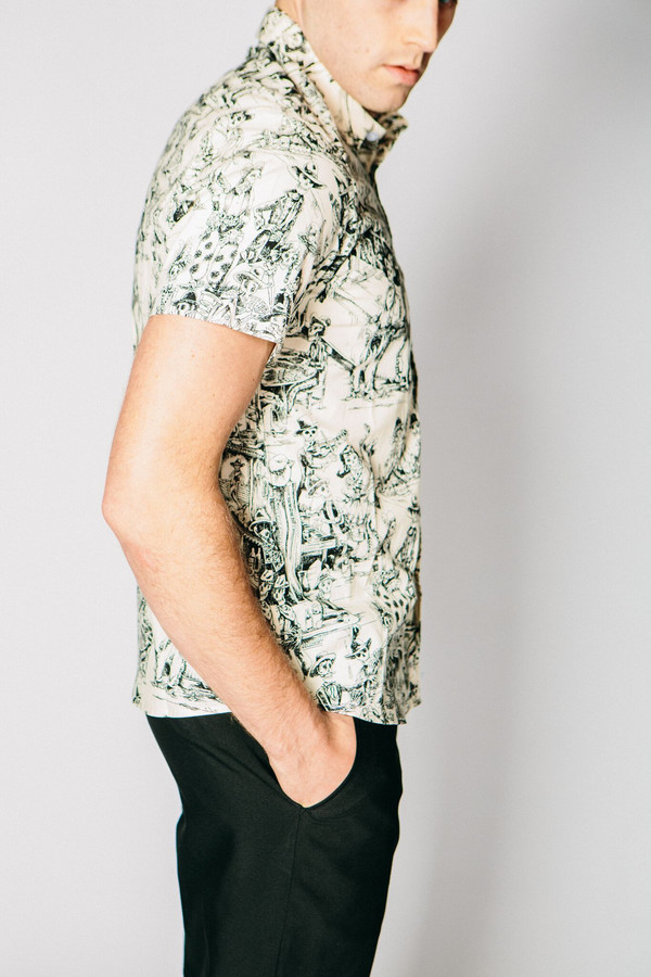 Men's Any Old Iron Skeleton Saloon Short-Sleeve Button Up Men's Any Old Iron Skeleton Saloon Short-Sleeve Button Up