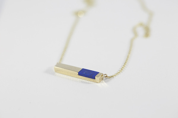 Legier Stone Signet Bar Pendant Necklace Legier Stone Signet Bar Pendant Necklace