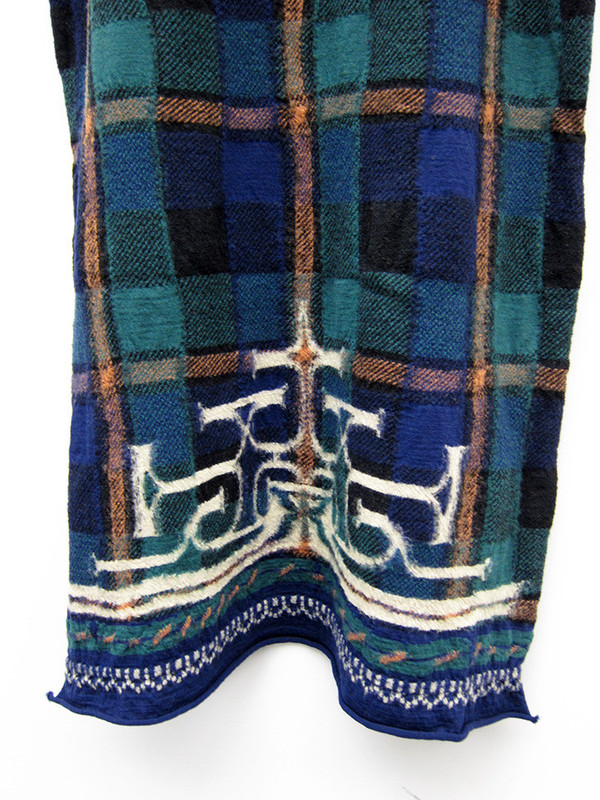 Kapital Compressed Wool Scarf, Tartan Ainu, Navy Kapital Compressed Wool Scarf, Tartan Ainu, Navy