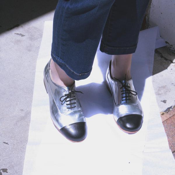Dieppa Restrepo Silver Metallic Flat Oxford Dieppa Restrepo Silver Metallic Flat Oxford
