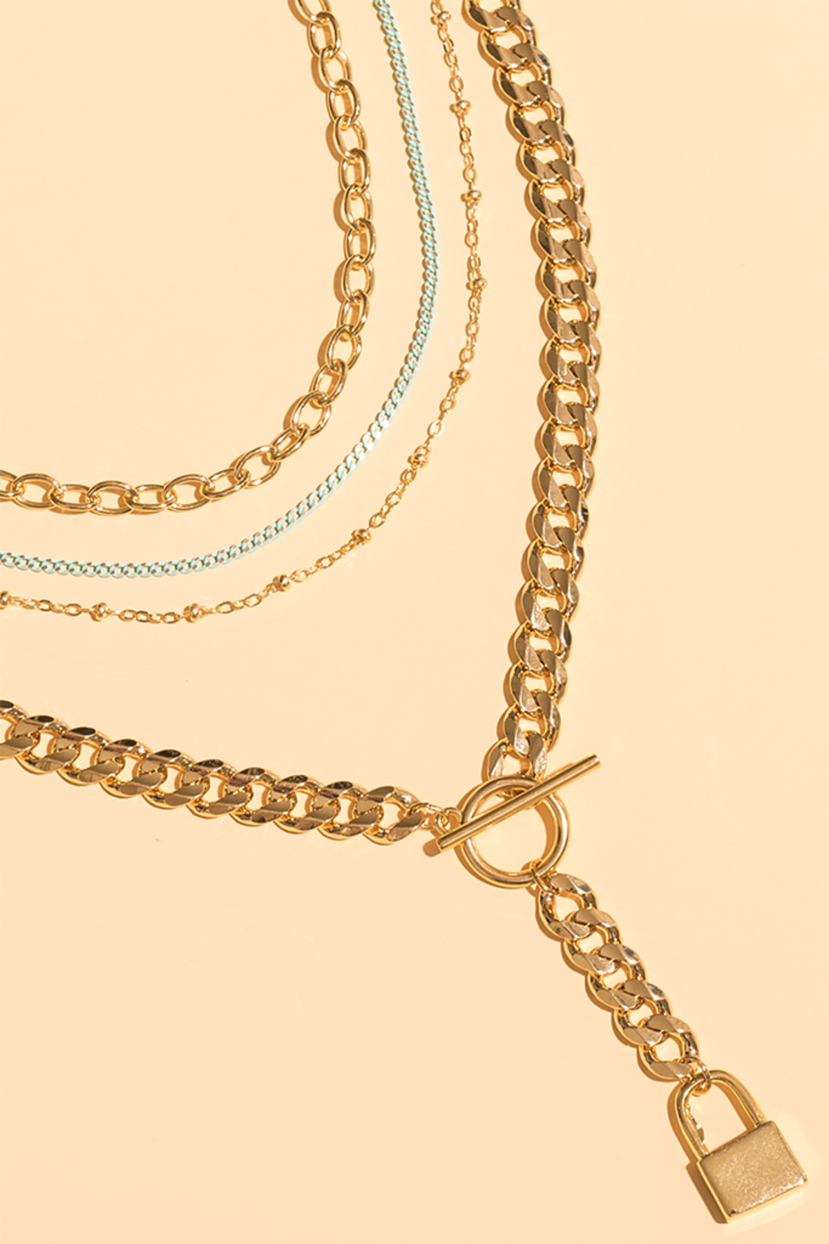 Tess and Tricia Lock Lariat Necklace Gold Garmentory