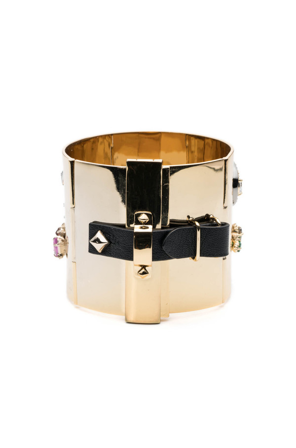Alexis Bittar Crystal Encrusted Figurine Bondage Hinge Cuff Alexis Bittar Crystal Encrusted Figurine Bondage Hinge Cuff