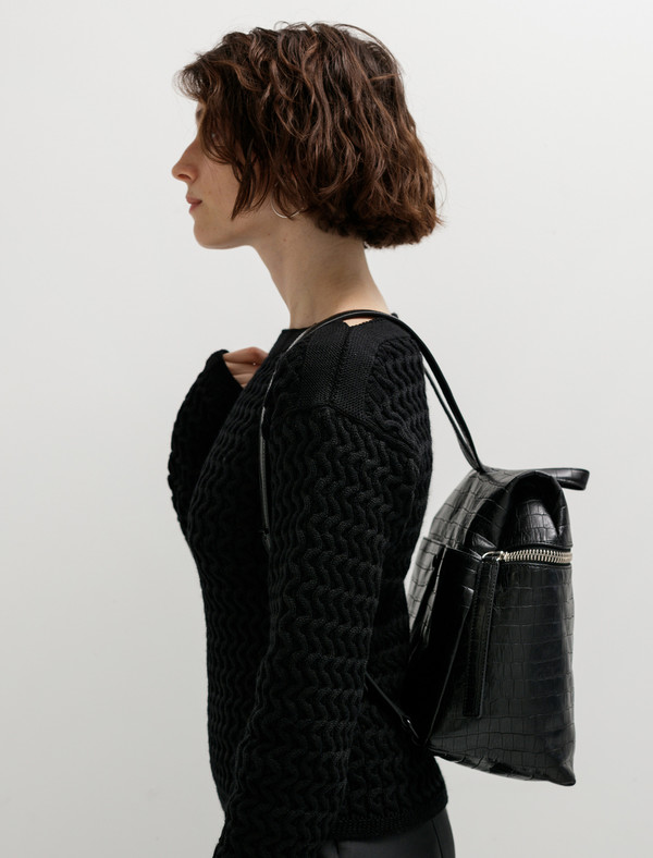 Kara Womens Embossed Crocodile Backpack Kara Womens Embossed Crocodile Backpack