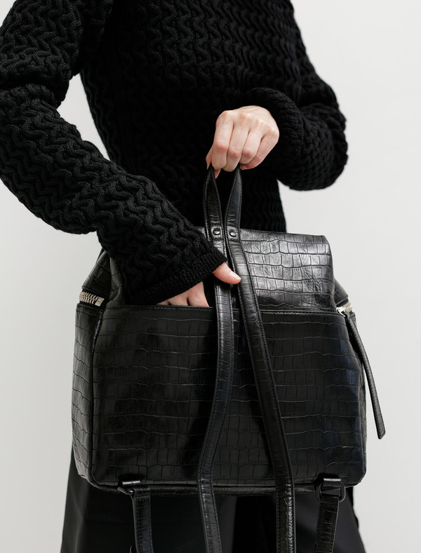 Kara Womens Embossed Crocodile Backpack Kara Womens Embossed Crocodile Backpack