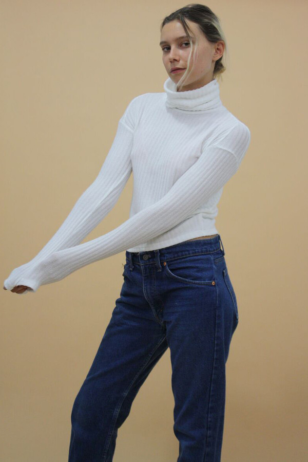 Calder Blake CLAUDINE RIB TURTLENECK - CREME Calder Blake CLAUDINE RIB TURTLENECK - CREME