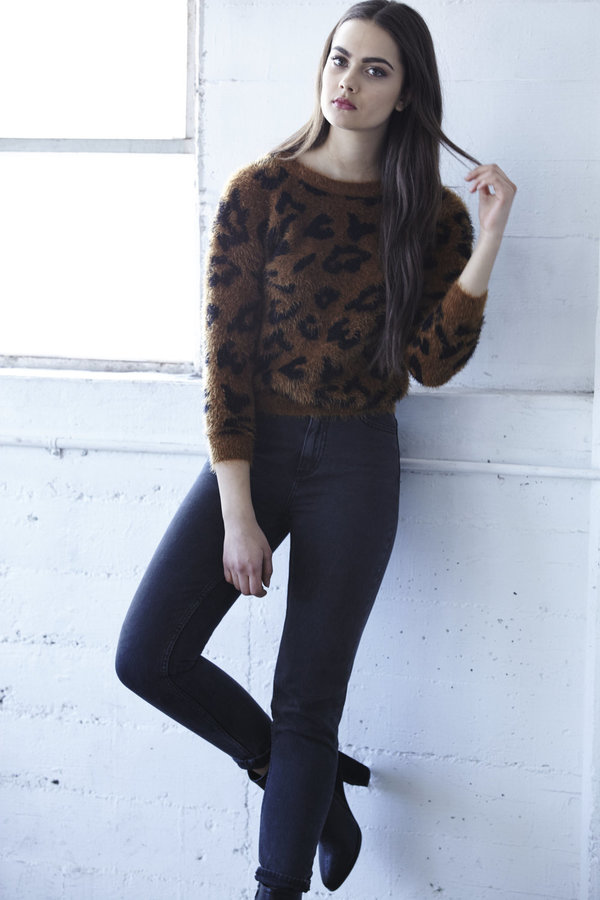 Callahan Leopard Shrunken Crop Sweater Callahan Leopard Shrunken Crop Sweater