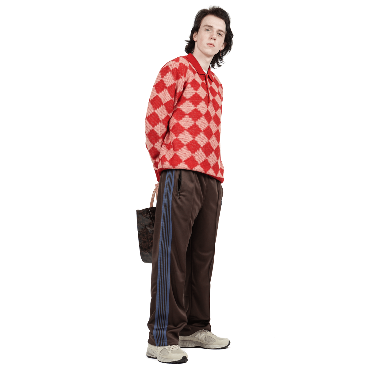 Needles Checkered Polo Sweater - Red 