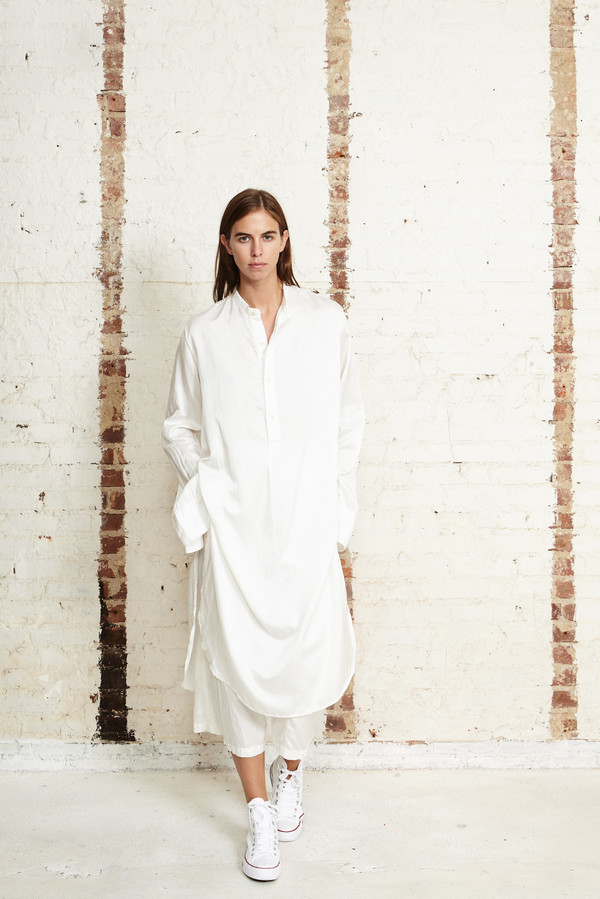 Off Season NYC Cosmos Tunic Silk Satin White Off Season NYC Cosmos Tunic Silk Satin White