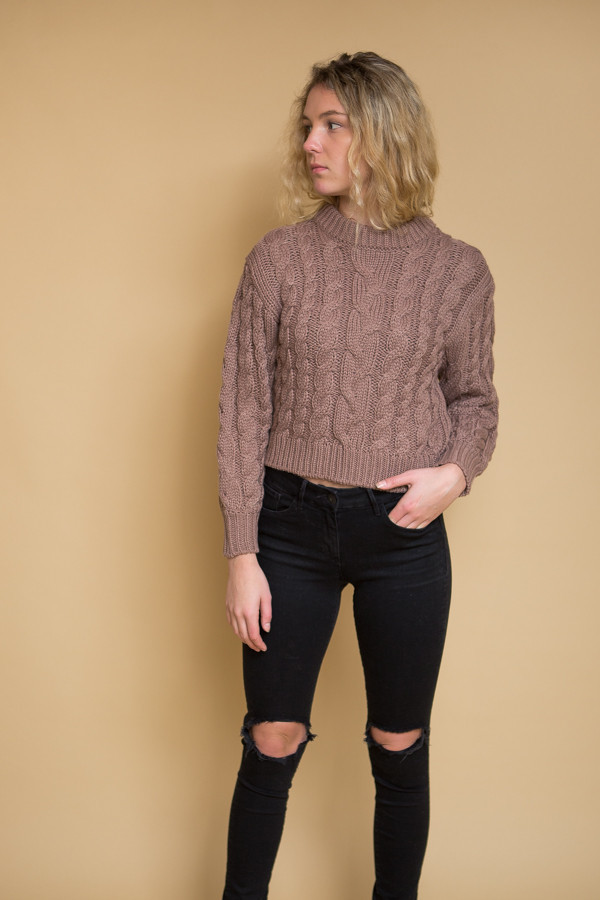 Callahan Braid Crop Sweater - Lilac Callahan Braid Crop Sweater - Lilac