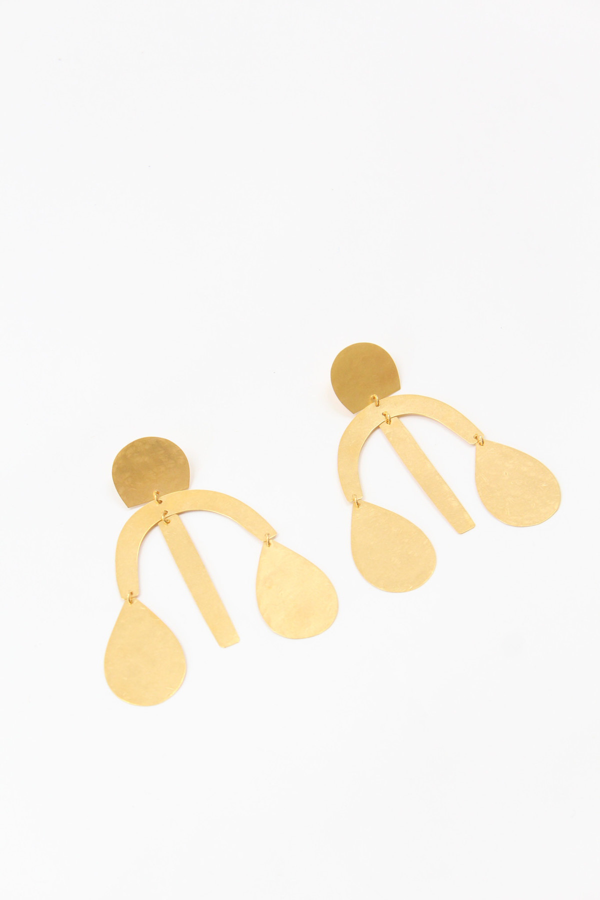 Annie Costello Brown Arc Drop Chandelier Earring Gold Garmentory
