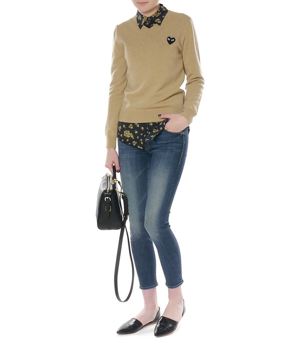 Comme Des Garcons Play Camel V-Neck Wool Sweater Comme Des Garcons Play Camel V-Neck Wool Sweater