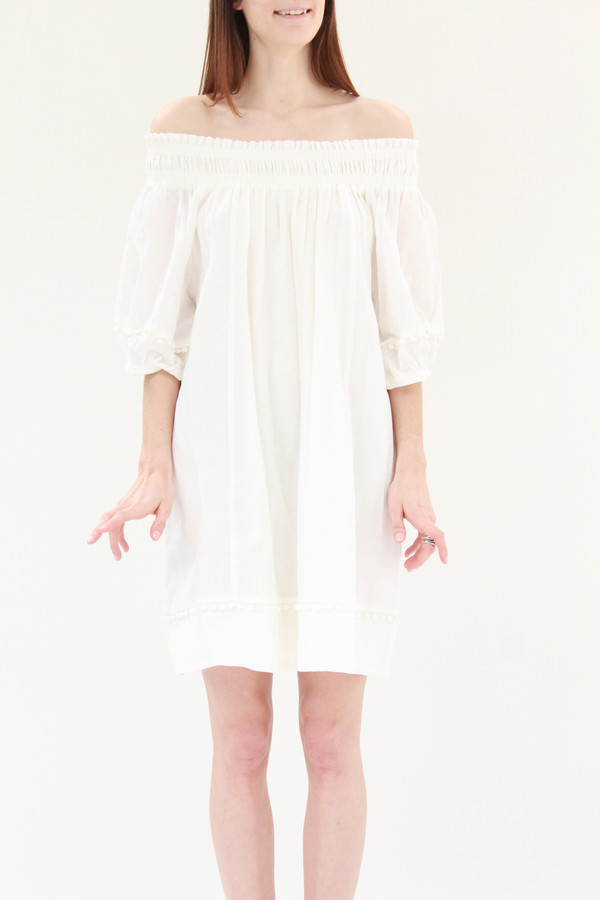 Apiece Apart Felina Off-The-Shoulder Dress Cream Apiece Apart Felina Off-The-Shoulder Dress Cream