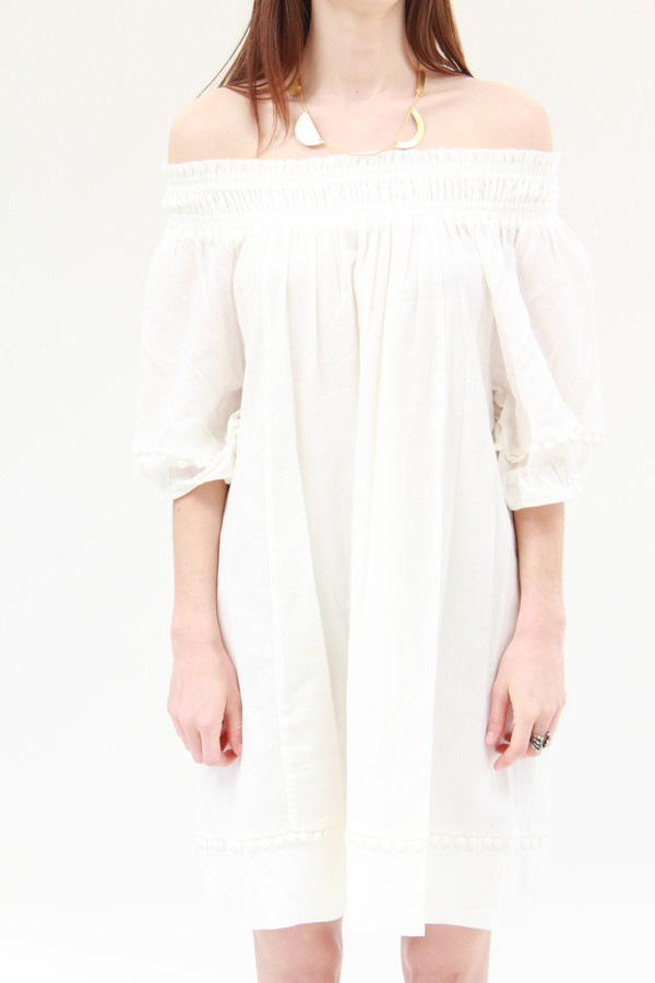 Apiece Apart Felina Off-The-Shoulder Dress Cream Apiece Apart Felina Off-The-Shoulder Dress Cream