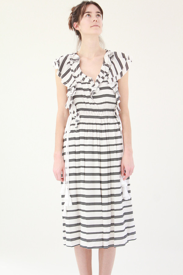 Apiece Apart San Rafael Midi Ruffle Dress Triple Stripe Apiece Apart San Rafael Midi Ruffle Dress Triple Stripe