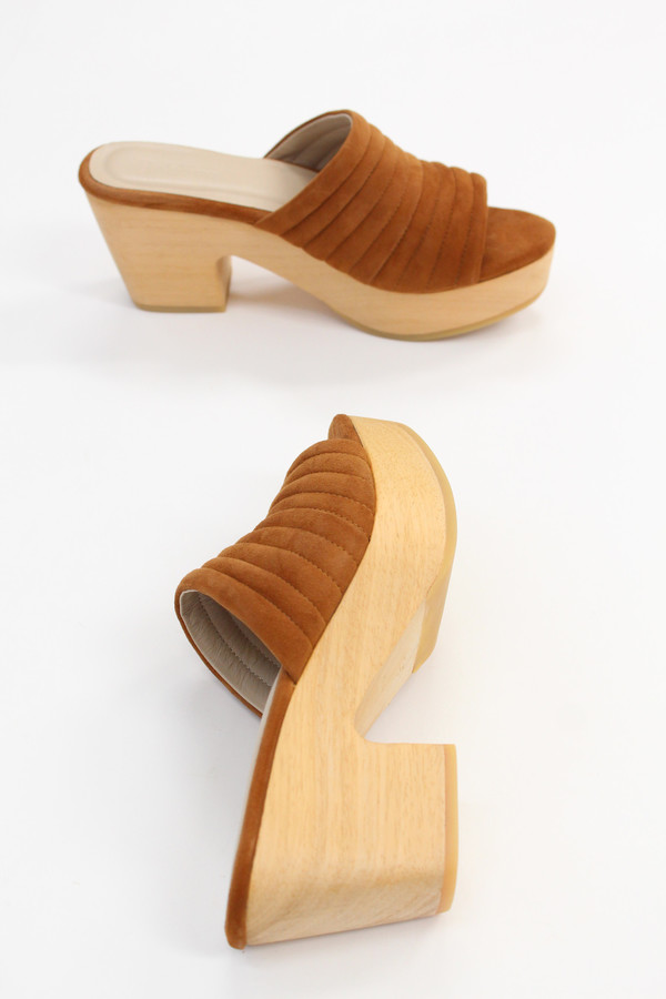 Beklina Suede Ribbed Clog Whiskey Beklina Suede Ribbed Clog Whiskey