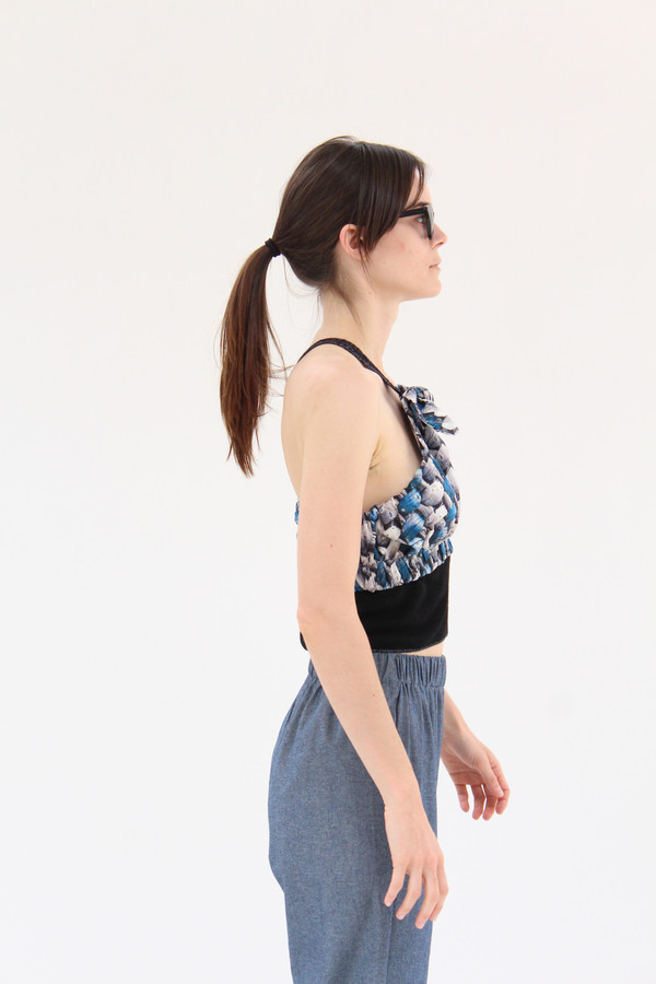 Hui Hui Beach Top Romantic Mesh Print Blue Hui Hui Beach Top Romantic Mesh Print Blue