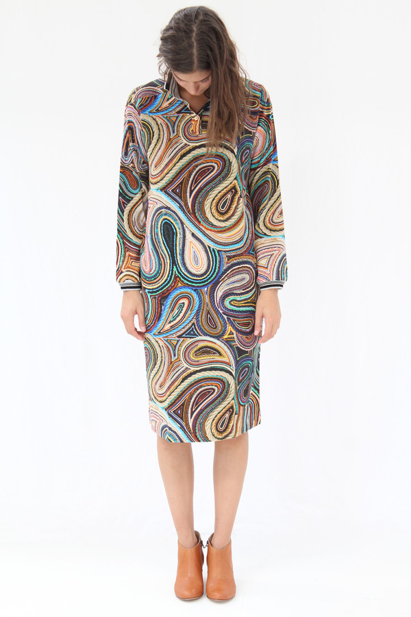 Hui Hui Polo Dress Silk String Paisley Hui Hui Polo Dress Silk String Paisley