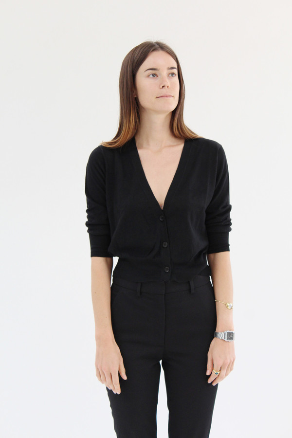 Beklina 3/4 Cotton Knit Cardigan Black Beklina 3/4 Cotton Knit Cardigan Black