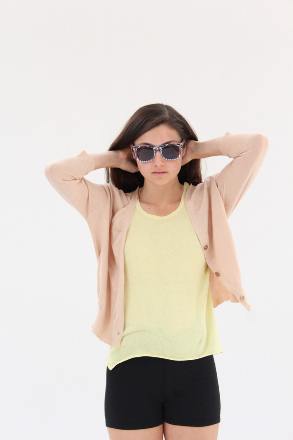 Beklina 3/4 Cotton Knit Cardigan Cashew Beklina 3/4 Cotton Knit Cardigan Cashew