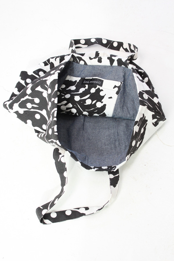 Lina Rennell Canvas Tote Bag Black Leaf Dot Lina Rennell Canvas Tote Bag Black Leaf Dot