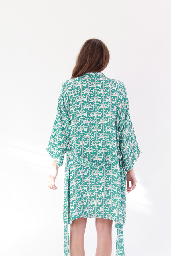 Beklina Silk Robe Collage Print Beklina Silk Robe Collage Print