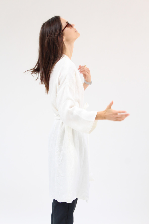 Beklina Silk Robe Texture White Beklina Silk Robe Texture White