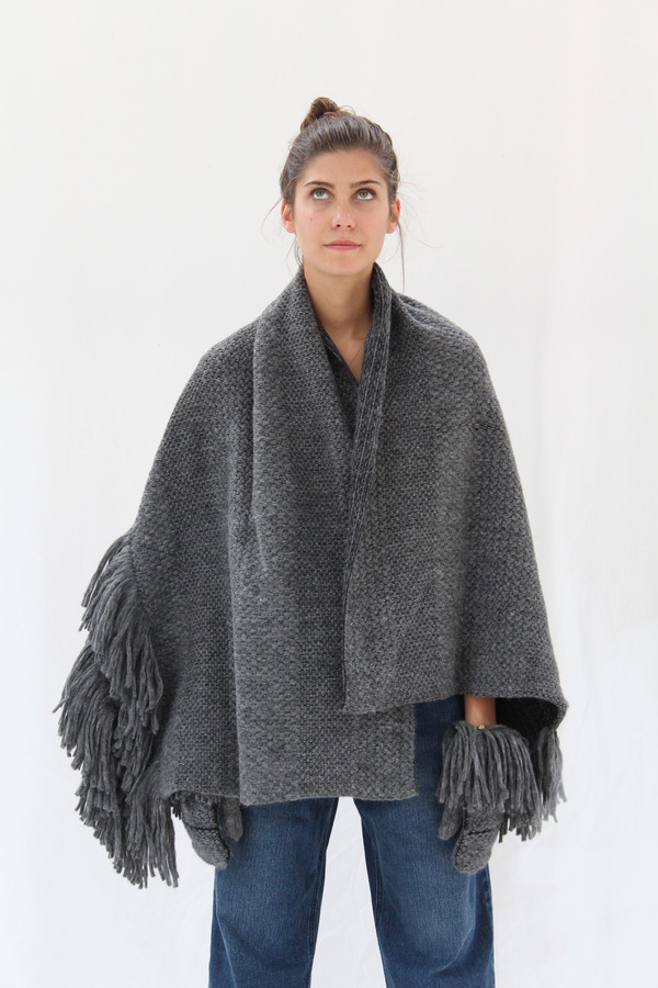 Rachel Comey Fringe Scarf / Wrap In Blue Or Grey Rachel Comey Fringe Scarf / Wrap In Blue Or Grey