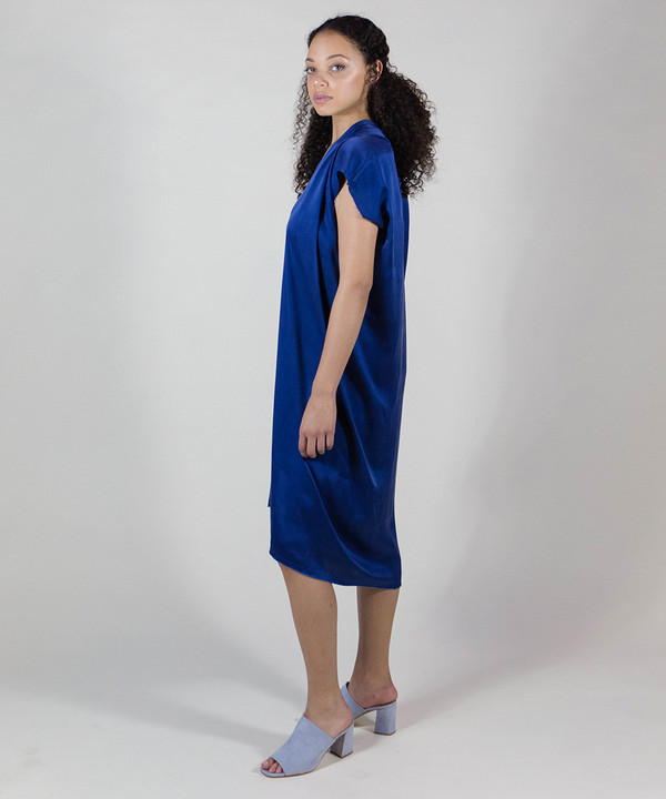 Miranda Bennett Indigo Silk Charmeuse Everyday Dress Miranda Bennett Indigo Silk Charmeuse Everyday Dress