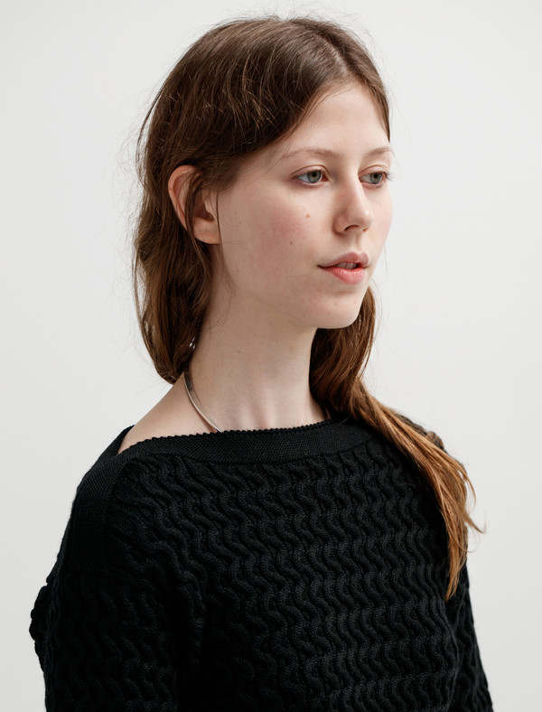 Lemaire Fitted Cable Knit Sweater - Black Lemaire Fitted Cable Knit Sweater - Black