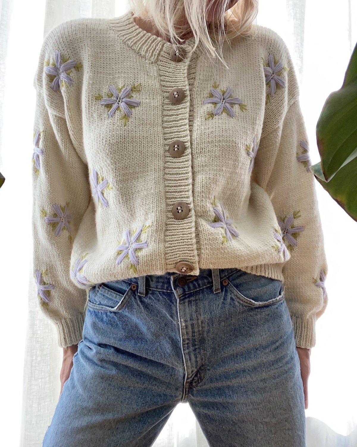 TACH CLOTHING Lucero Wool Embroidered Cardigan Cream Garmentory