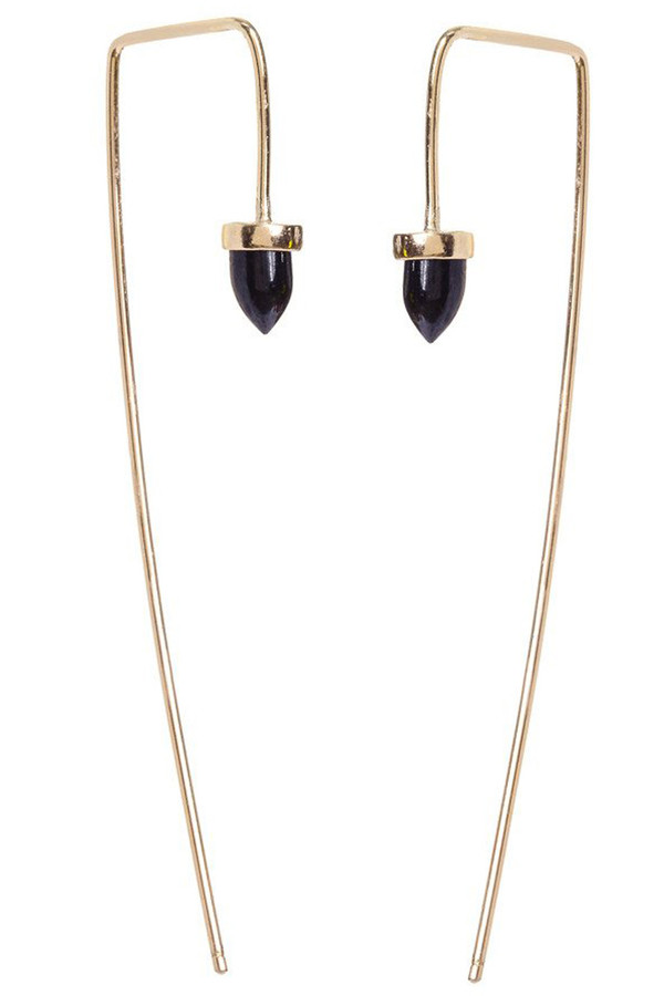 Bing Bang NYC Long Gemstone Bullet Threader in Black Spinel Bing Bang NYC Long Gemstone Bullet Threader in Black Spinel