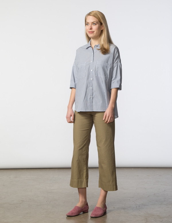 SBJ Austin Stephanie Top - Blue & White Striped Poplin SBJ Austin Stephanie Top - Blue & White Striped Poplin