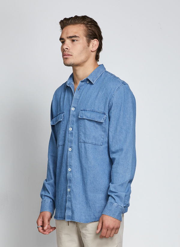 Men's Barney Cools Worker LS Chambray Men's Barney Cools Worker LS Chambray