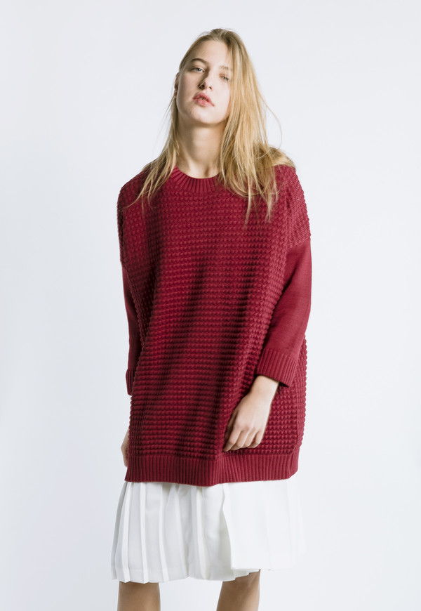 Thinking MU Square Knit Dress in Tibetan Red Thinking MU Square Knit Dress in Tibetan Red