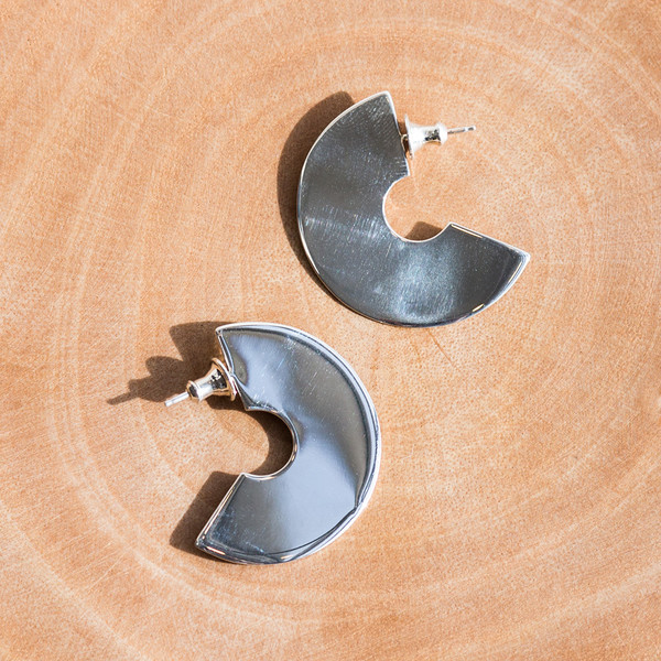 Faris Disc Hoops Sterling Silver Faris Disc Hoops Sterling Silver