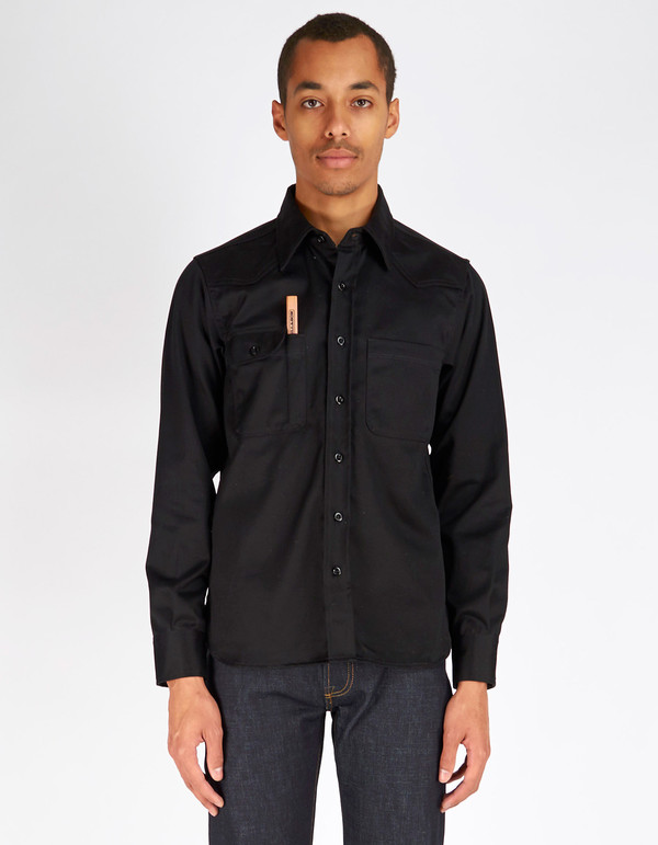 Men's Tellason Topper Shirt Black Japanese Twill Men's Tellason Topper Shirt Black Japanese Twill
