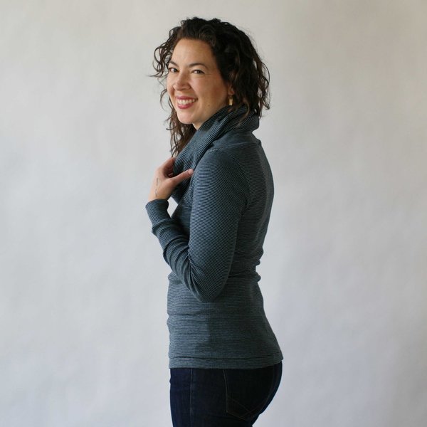 Curator Arden Top in Blue/Grey Stripe Curator Arden Top in Blue/Grey Stripe