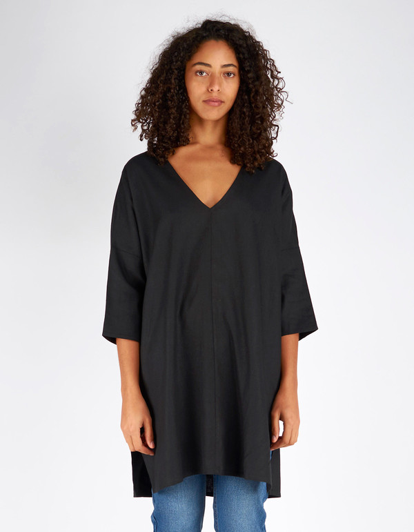Ali Golden Raw Silk Kimono Tunic Black Ali Golden Raw Silk Kimono Tunic Black