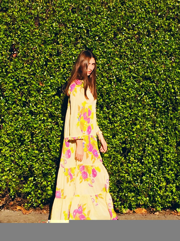Yvonne S Sheer Maxi Hippy Dress - Yellow with Big Flowers Yvonne S Sheer Maxi Hippy Dress - Yellow with Big Flowers