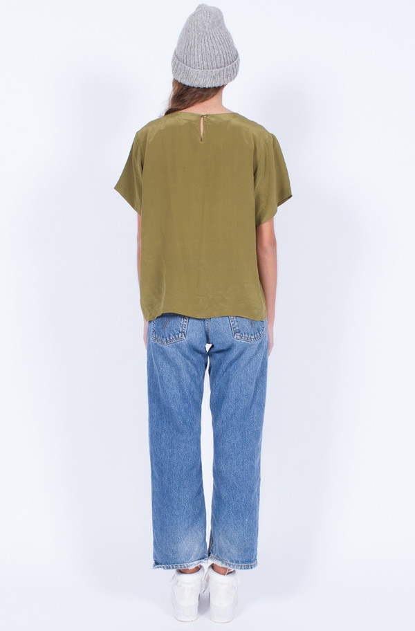 Yo Vintage! KHAKI SILK TOP Yo Vintage! KHAKI SILK TOP