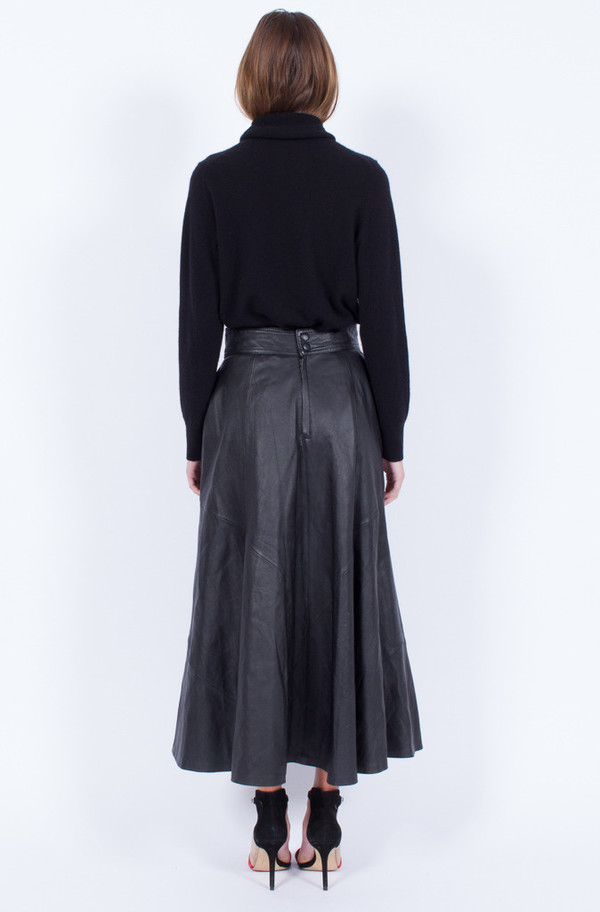 Yo Vintage! BLACK ZIPPER LEATHER SKIRT Yo Vintage! BLACK ZIPPER LEATHER SKIRT
