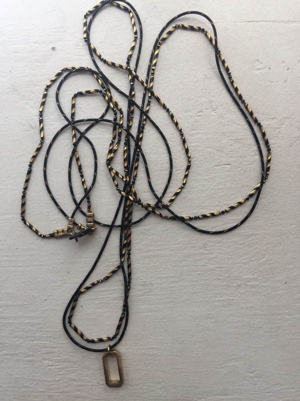 Mercurial Long Gatsby Necklace Black and Gold Beaded Chains Mercurial Long Gatsby Necklace Black and Gold Beaded Chains