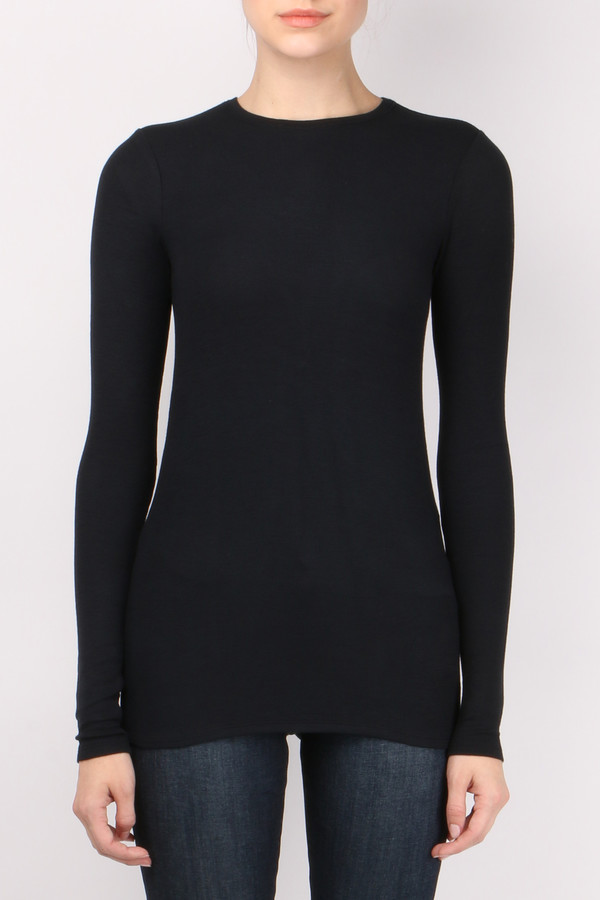 ATM Long Sleeve Rib Crew Black ATM Long Sleeve Rib Crew Black